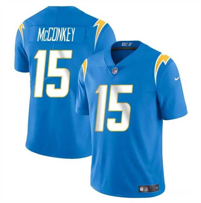Men & Women & Youth Los Angeles Chargers #15 Ladd McConkey Light Blue 2024 Draft Vapor Limited Stitched Jersey->los angeles chargers->NFL Jersey